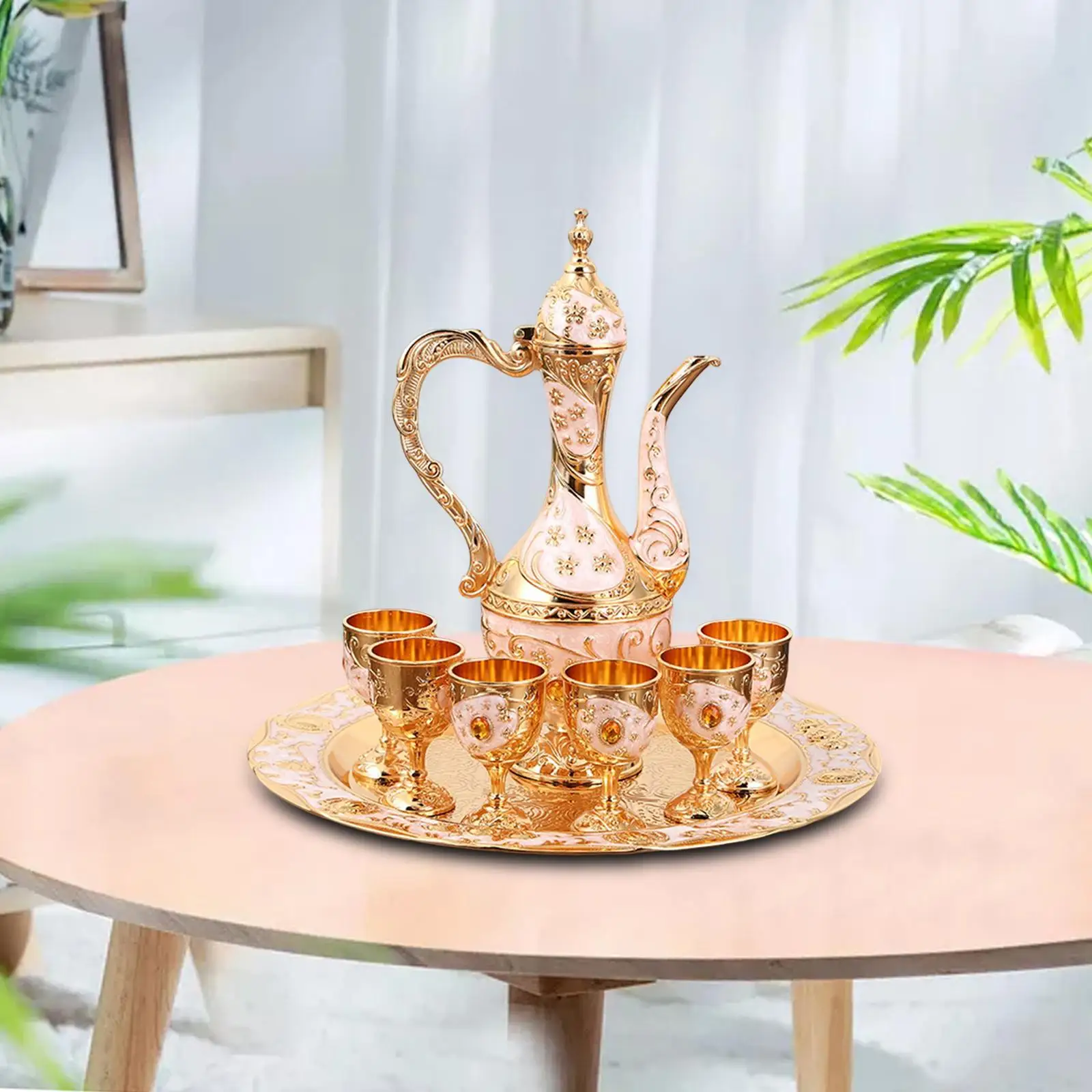 Turkish Tea Set Teapot Tray and 6 Cups Coffee Serving Set Dining Room Wedding