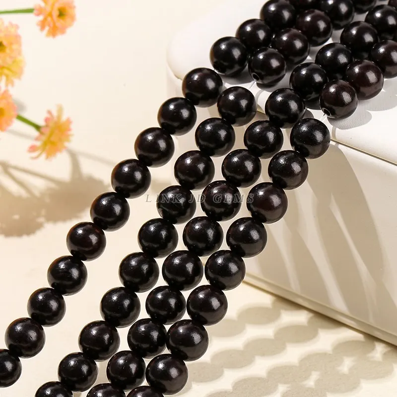 주얼리 제작용 천연 나무 구슬, 블랙 샌달우드, 라운드 부다 구슬, 6mm, 8mm, 10mm, 크기 선택, DIY 목걸이 팔찌 액세서리, 3A