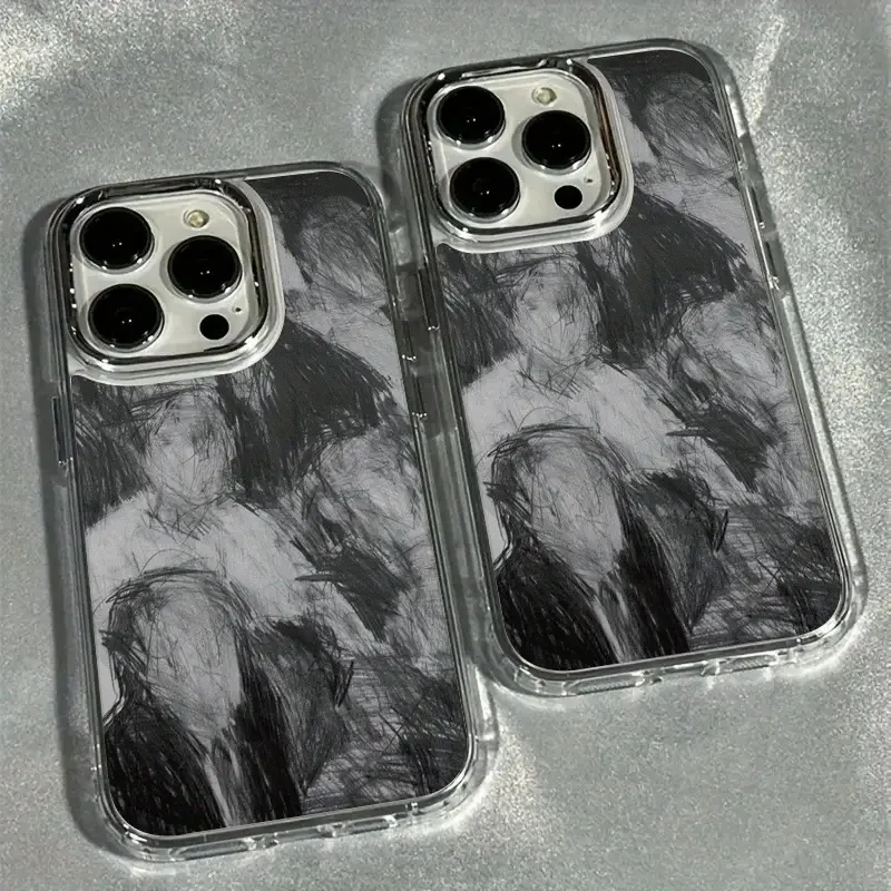 Abstract Human Silver Lens Frame Transparent Phone Case with Transparent Cover