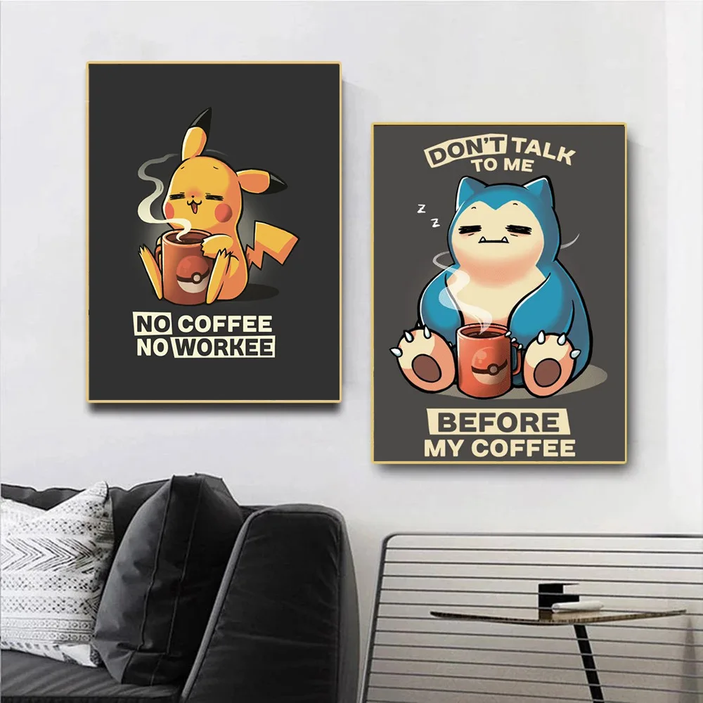 

Pokémon Pikachu Poster Anime Cartoon Charmander Living Room Study Canvas Print Children's Home Wall Decor