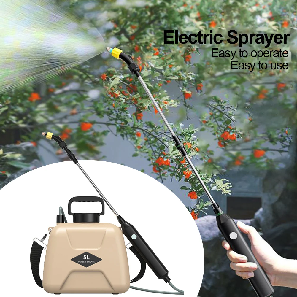5L Electric Sprayer USB Rechargeable Garden Irrigation Sprinkler 2Mode Telescopic Handle with Shoulder Strap Garden Plant Mister