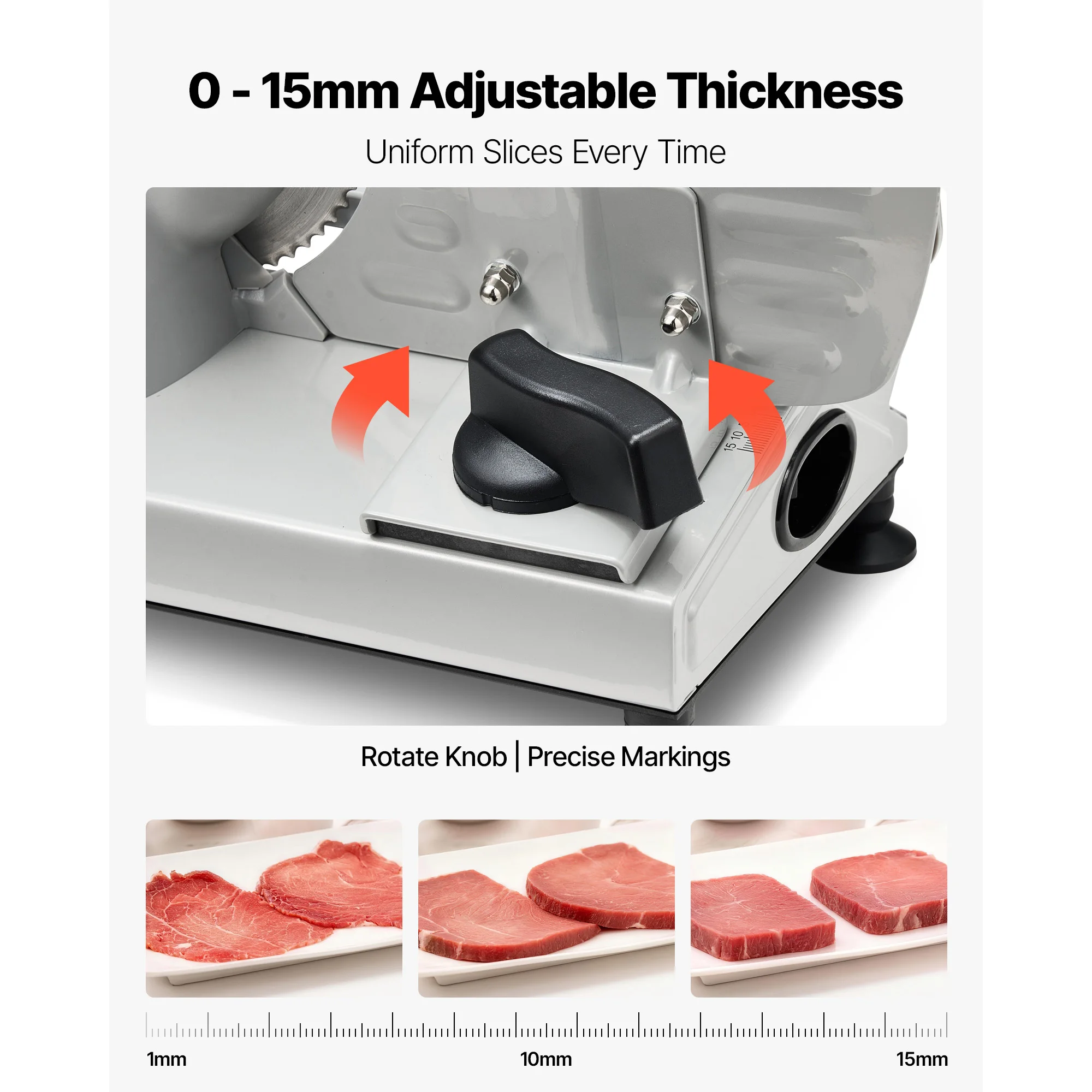 SucceBuy 6.7-8.7inch Meat Slicer Electric Deli Slicer Machine with two SUS420 Blades Food-Slicer for Meat Ham Baguett, Steak 6