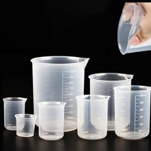 Taza medidora de silicona, 50/100/150/250/500ml, graduada, transparente, prémium, para jarras de agua de resina con medición