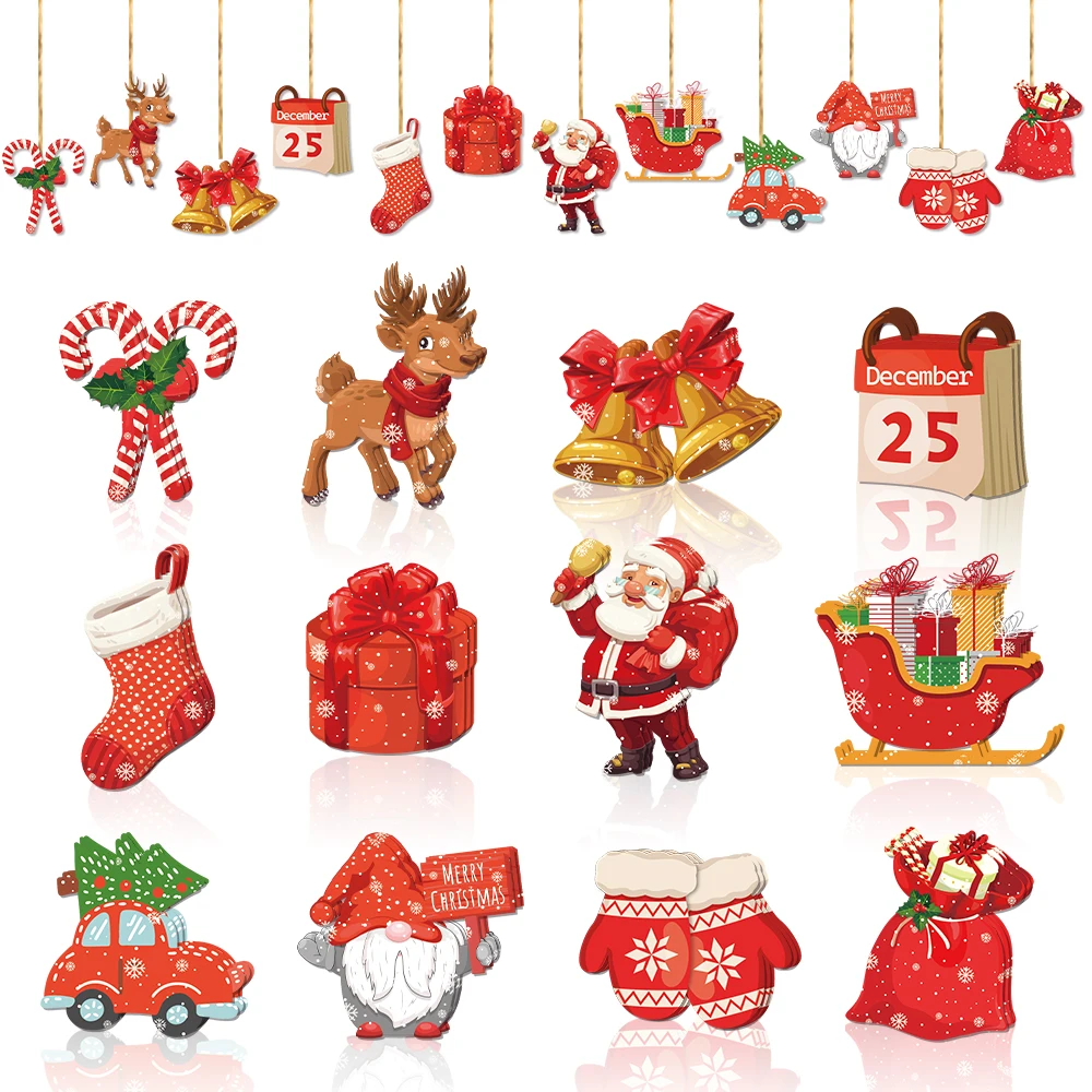 Christmas Gingerbread Man Paper Pendant Christmas Tree Pendant Ornaments Decoration New Year Home Decor 12pcs