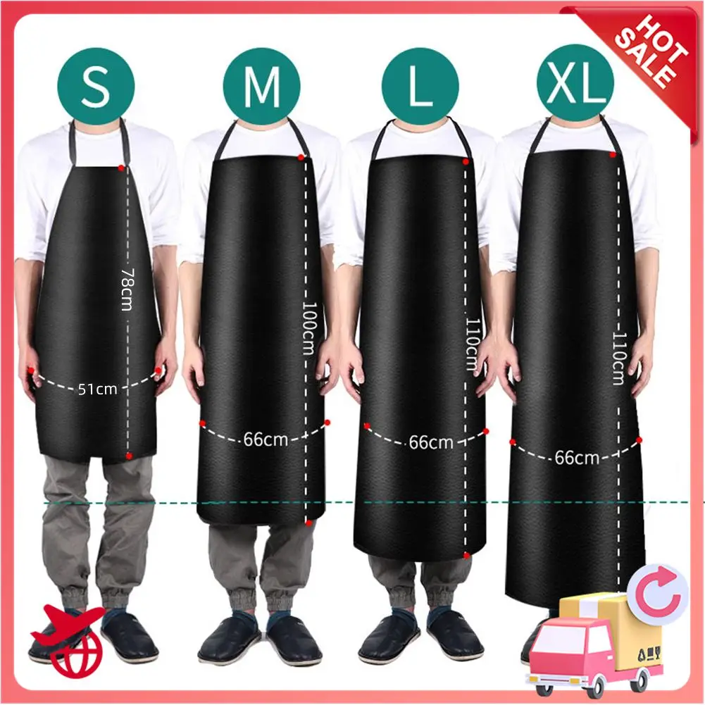 PVC-Leather-Apron-Waterproof-Oilproof-Heavy-Duty-Apron-For-Kitchen ...
