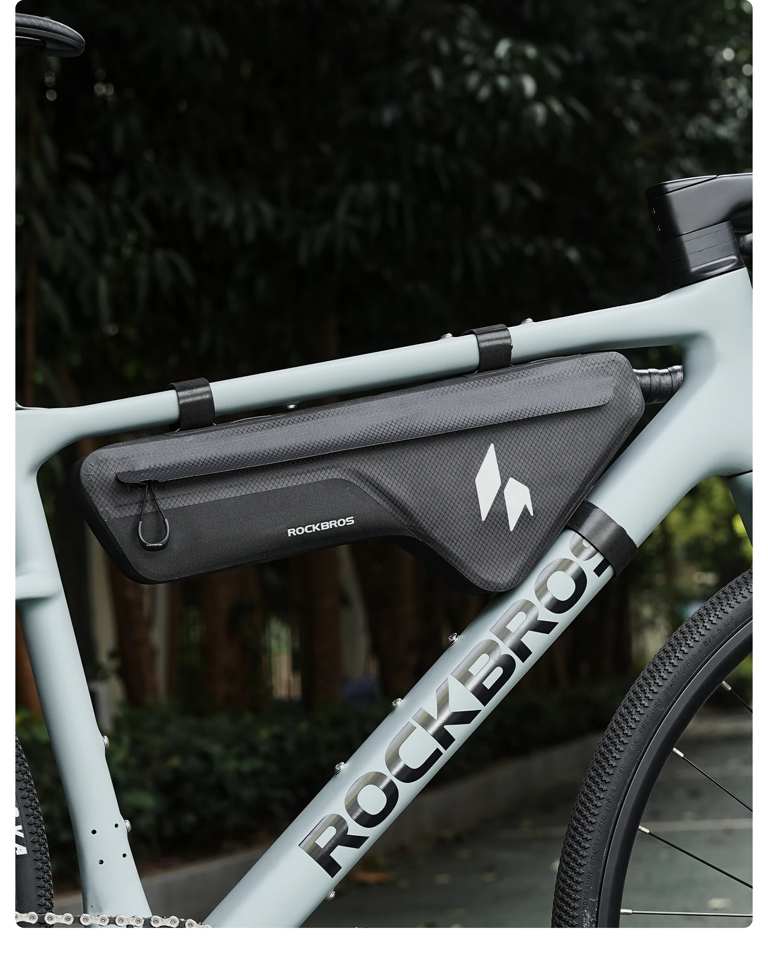 ROCKBROS Fahrradtaschen, wasserdichte Fahrrad-Unterrohr-Frontrahmentasche, Fahrradgepäck, Aufbewahrungstasche, Bikepacking für MTB, Straße, Kies, Fahrrad – Detail 17
