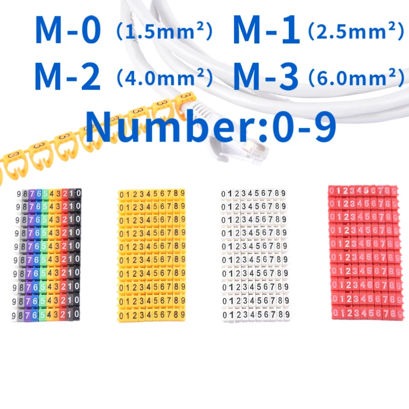 Cable Markers 100/150 Pcs Colourful C-Type Number Tag Label For 2-10mm Wire Network Cable Cat5e