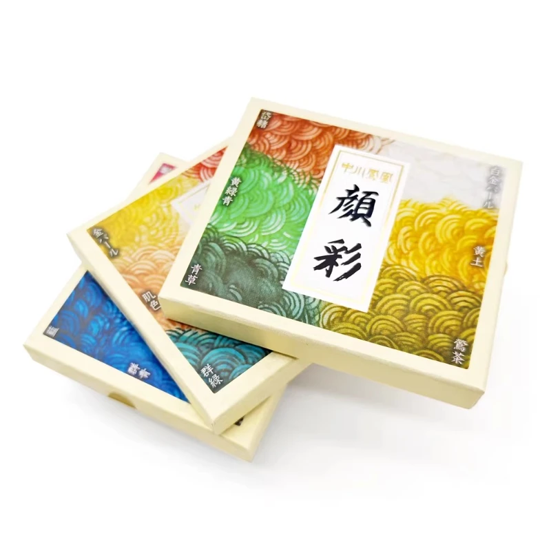 일본 새로운 6 색 휴대용 고체 수채화 물감 세트 중국 고대 스타일 꽃/새 수채화 그림 미술 용품