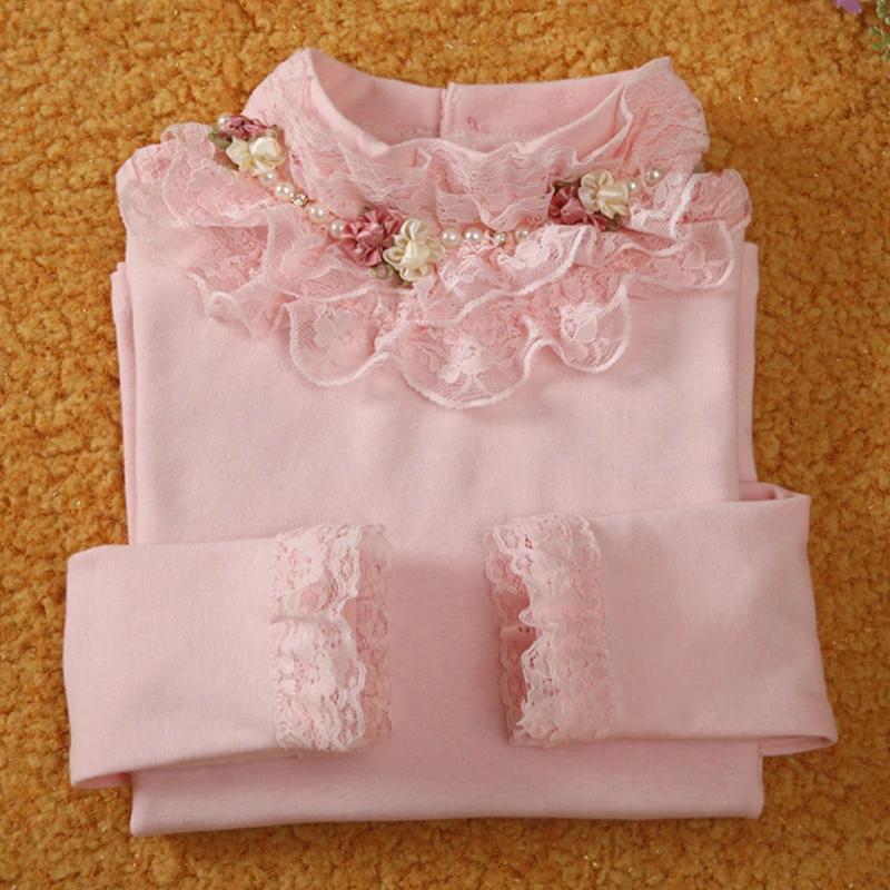 School Girl Blouse Shirts For Girls Girls Blouse Kids Clothing For Teenagers Soild Tops Tees Backing Shirt With Flowers 3-13T