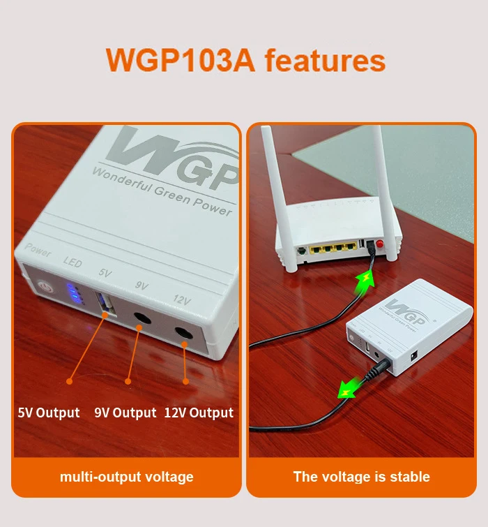 Description Picture 5 of itemDC 5v 9v 12v Router Optical Cat Adapter Uninterruptible Power Supply UPS 38.48Wh/10400mAh large capacity Backup Power Supply
