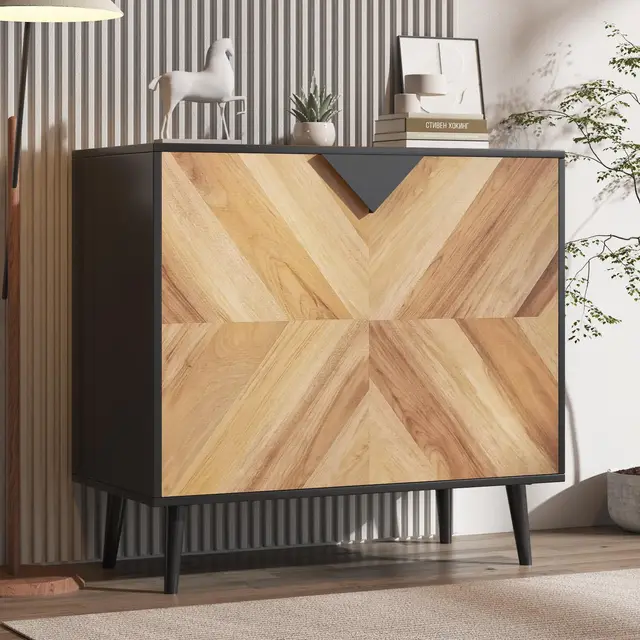 Storage Cabinet with Shelf & Doors, Modern Freestanding Console Accent Sideboard Buffet for Dining Room, Living Room, Entryway