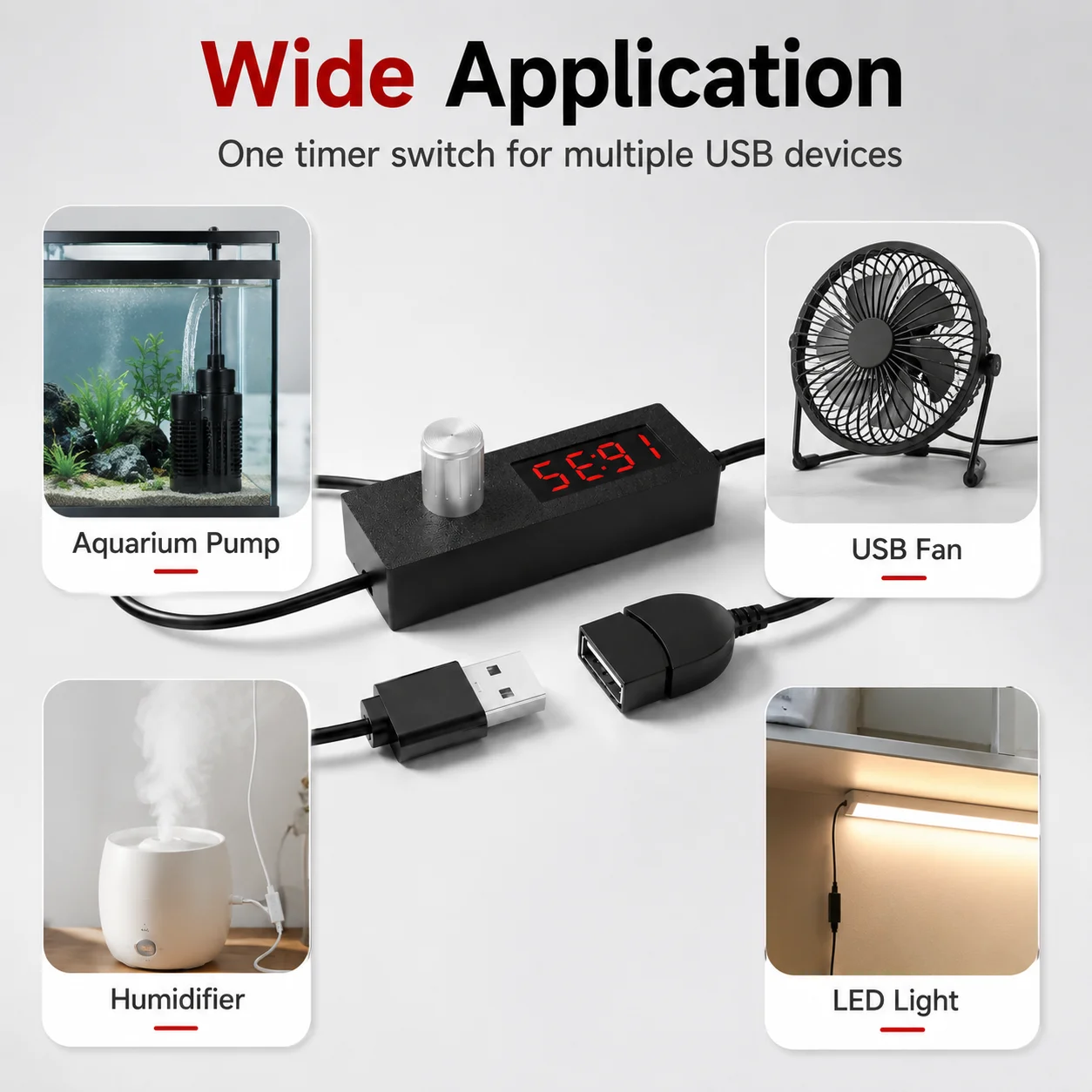 USB Adjustable 24H Countdown Timer Power Off Switch Controller Cable