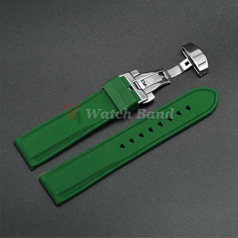 Universal Quick Release Silicone Strap with Butterfly Buckle - Sporty, Waterproof Watch Band for Men & Women, Available in Multiple Sizes