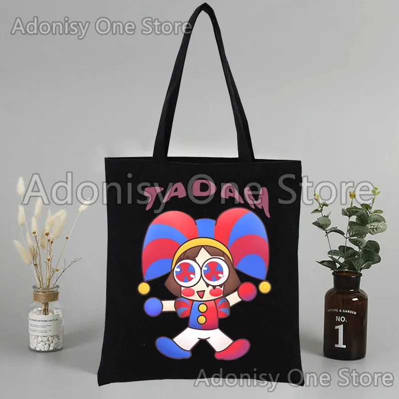 Digital Circus Shopping Bags Canvas Tote Bag Shoulder Bags Eco Friendly Reusable Cute School Tote Bag