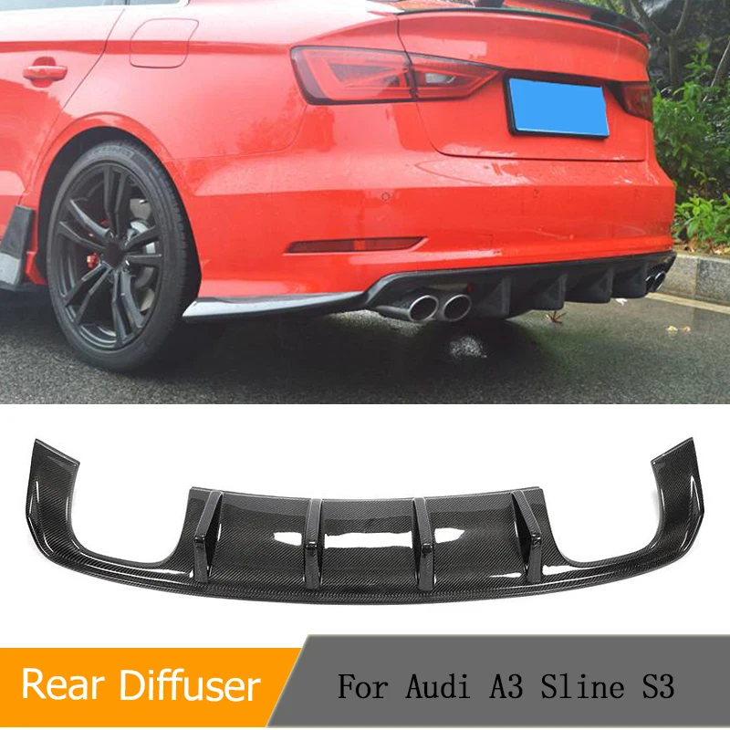 Carbon Fiber Car Rear Bumper Diffuser Lip Spoiler for Audi A3 Sline S3 Sedan 4-Door 2014-2016 Racing Rear Diffuser Apron Guard