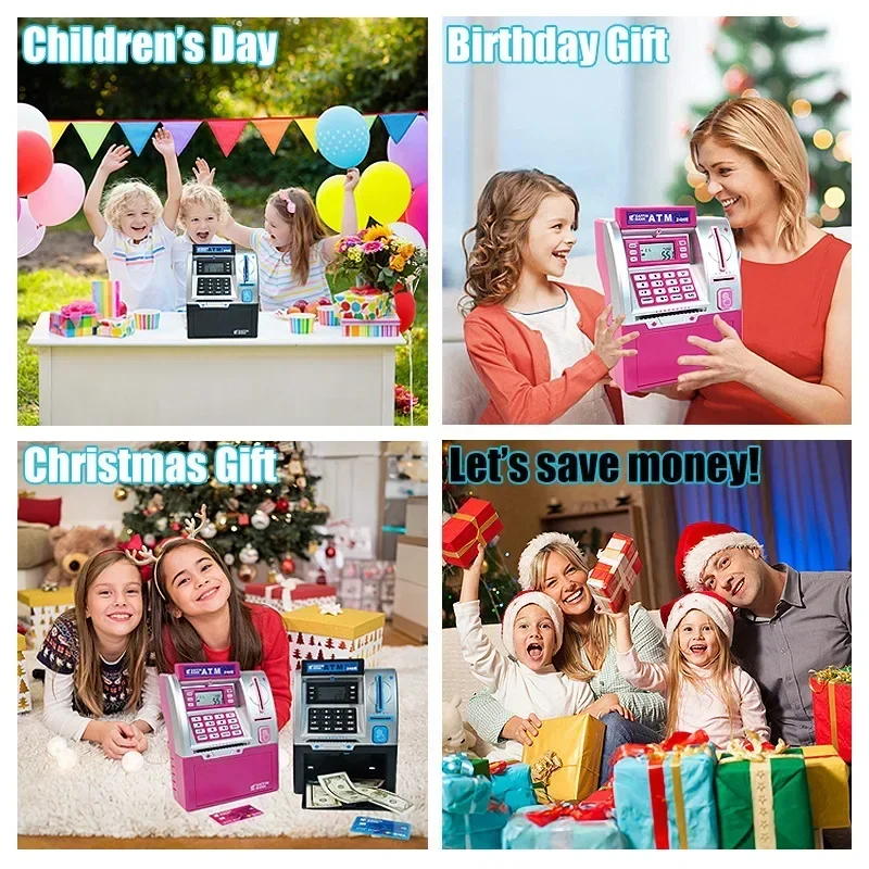 Bank Atm Automatic Deposit Teller Machine Toy Smart Password Swipe Card Saving Box Children Electronic Piggy Bank Kids Gift