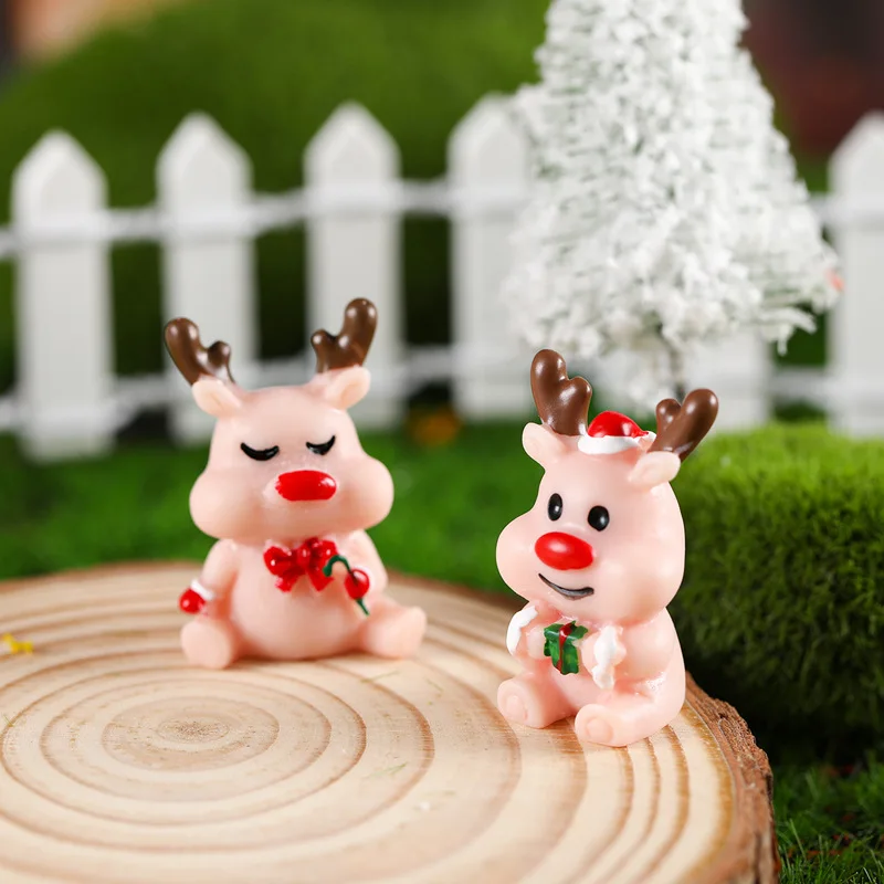 

Micro Landscape ornaments Cartoon Christmas Elk Snow View Window Accessories Creative Resin accessories crafts home decor