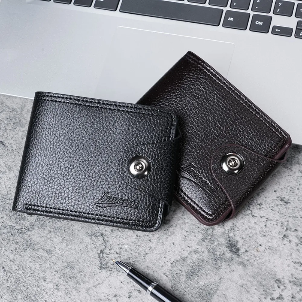 

Waterproof Two Fold Purse High Quality Soft Solid Color Card Wallet Foldable Leisure Male Zipper Coin Pocket Daily Use