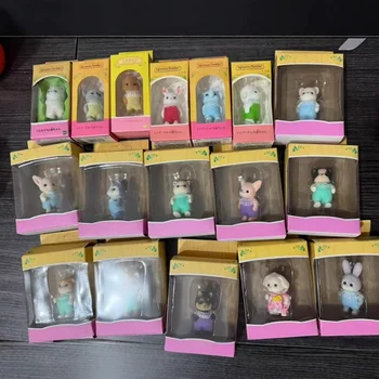 Easter Bunny Familyes Forest Animal Simulation Forest Rabbit DIY Mini Bear Figure Set House Accessories Model Toy Doll Girl Gift