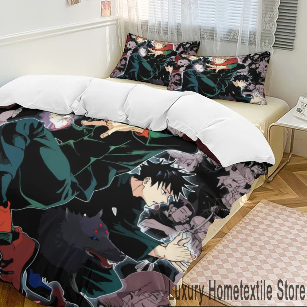 Anime Jujutsu Kaisen Bedding Set Duvet Cover Bed Set Quilt Cover Pillowcase Comforter king Queen Size Boys Adult Bedding Set 4