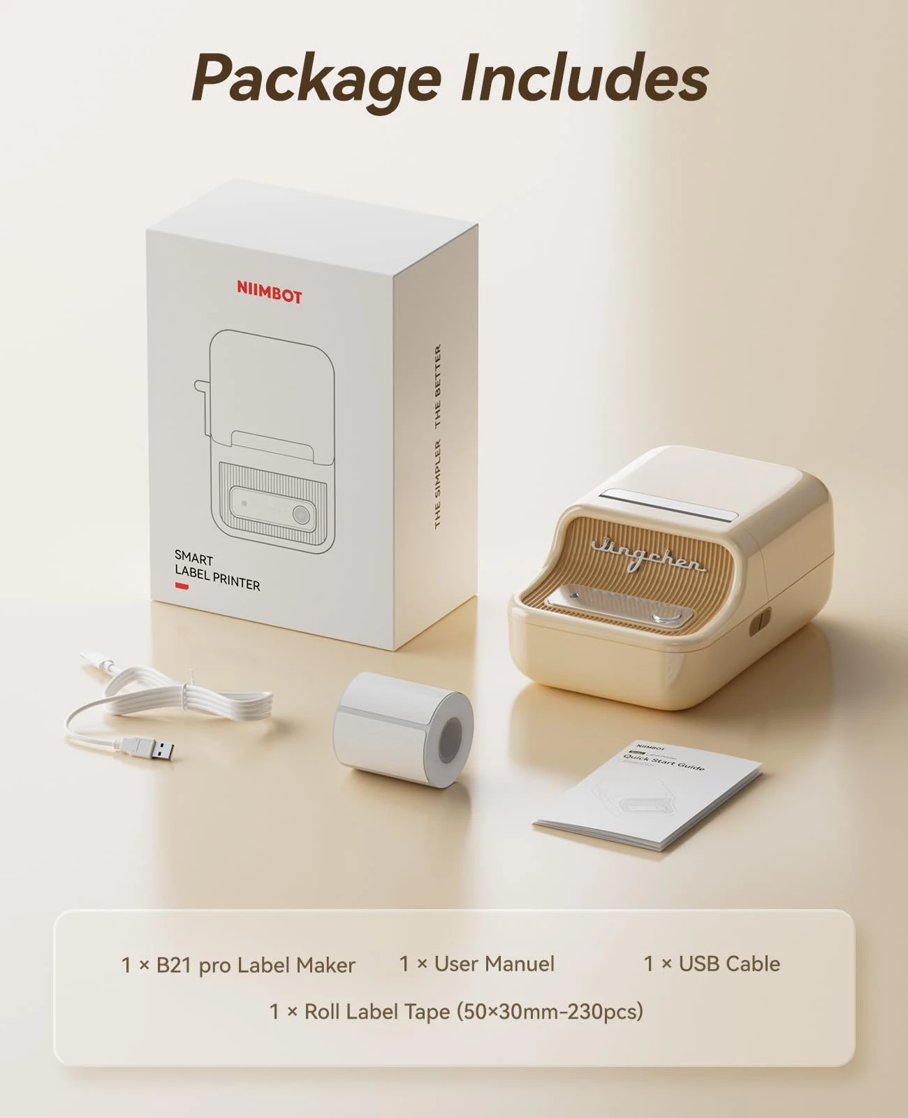 Niimbot B21 Pro 300DPI Portable Printer Thermal Label Bluetooth Sticker Maker For Business Home, Print Barcode Photo Note Label