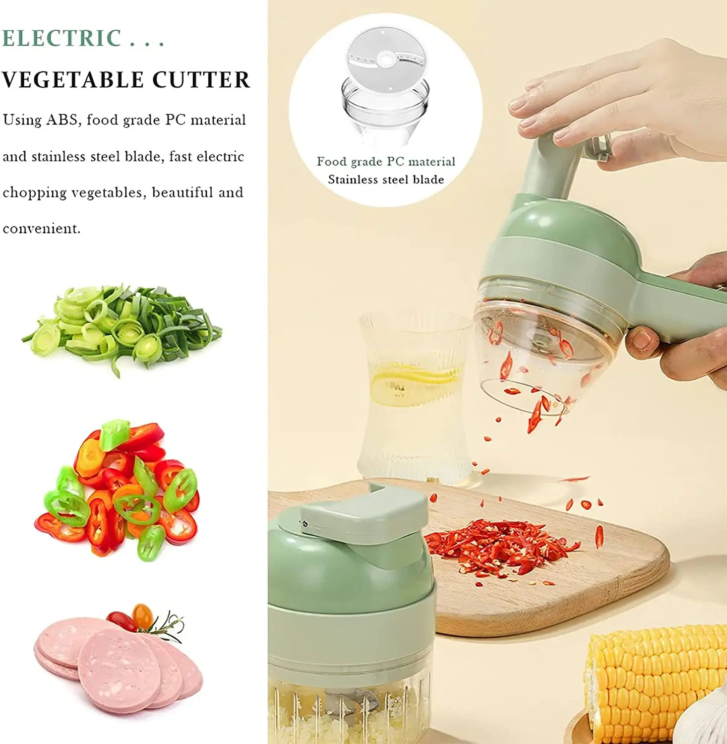 15pcs kitchen household multi-function food chopper, vegetable