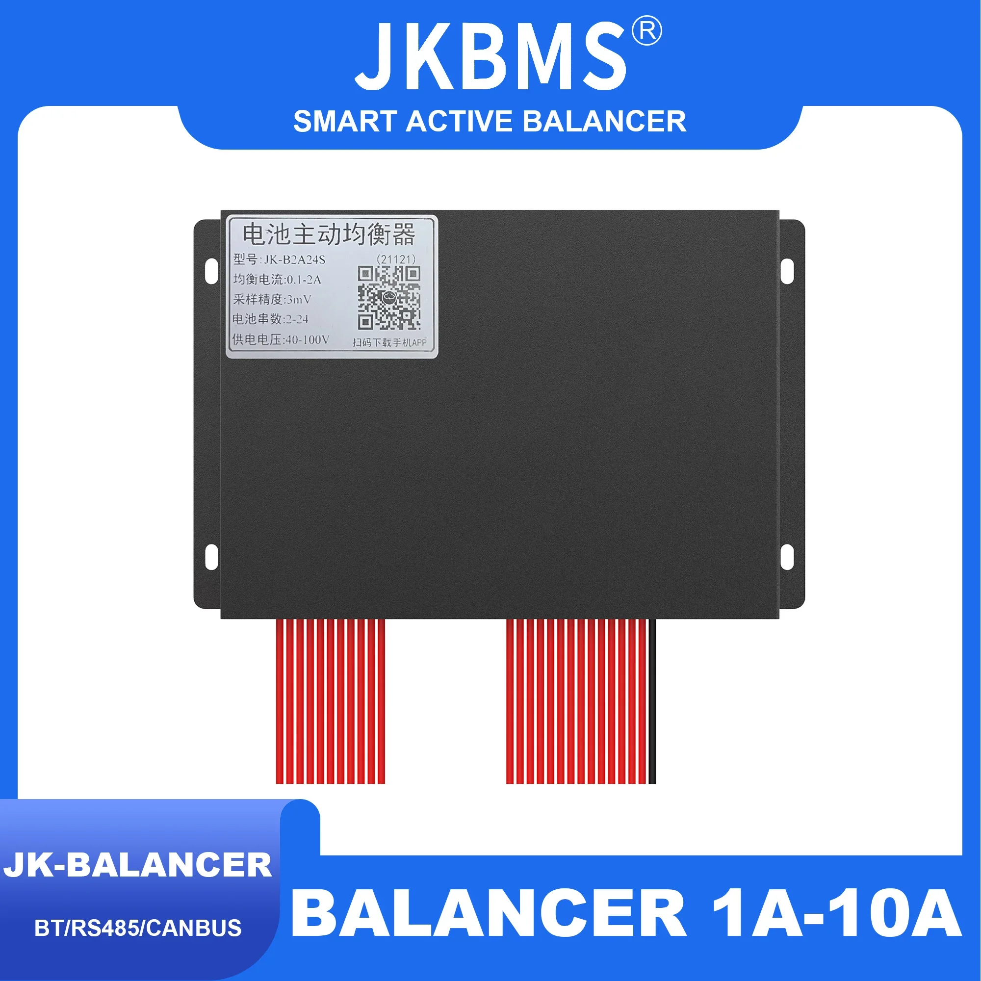 

JKBMS Active Balancer 8S 13S 14S 16S 17S 24S 1A 2A 5A 10A Smart Active Equalizer Balancer Bluetooth APP Li-ion Lifepo4 Battery