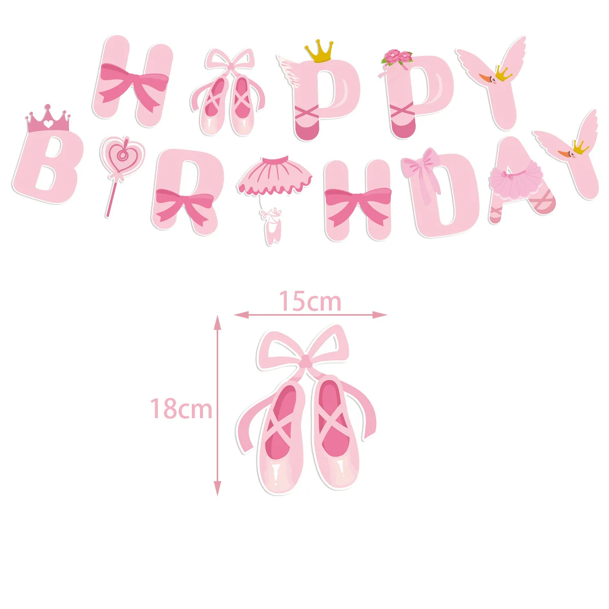 Pink Girl Birthday Party Decorations Ballet Princess Banner Balloon Cake Toppers Little Girl One 1st Birthday Party DIY Babyshow