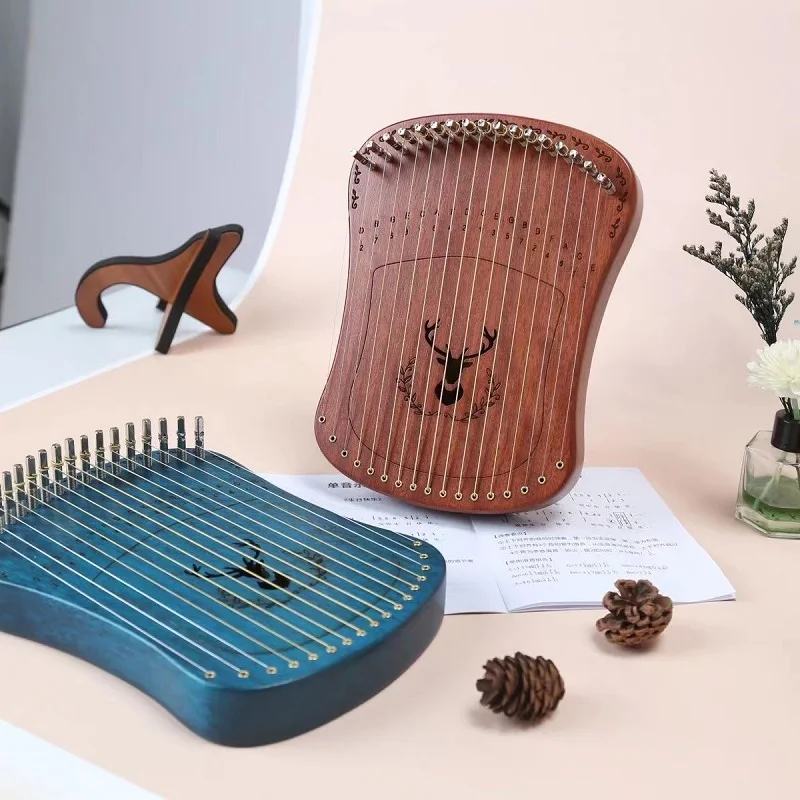 Mini Harp Fingered Stringed Organ 17 Tone Lyre Beech Single Board Style Easy To Use Beginner's Small Instrument Gifts For Kids