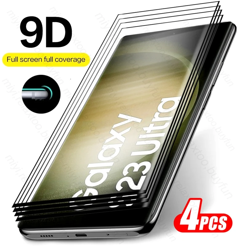 4PCS 9D Curved Tempered Glass For Samsung Galaxy S 23 S23 Ultra Plus S23Ultra S23+ 5G Armor