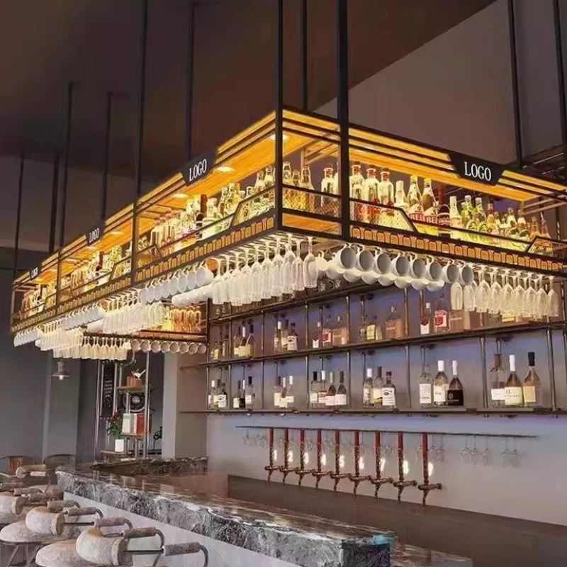 Bar Hanging Cabinet Bar Counter Showcase Wine Rack Hanger Wrought Iron Wine Cabinet Restaurant Glass Customization 캐비닛