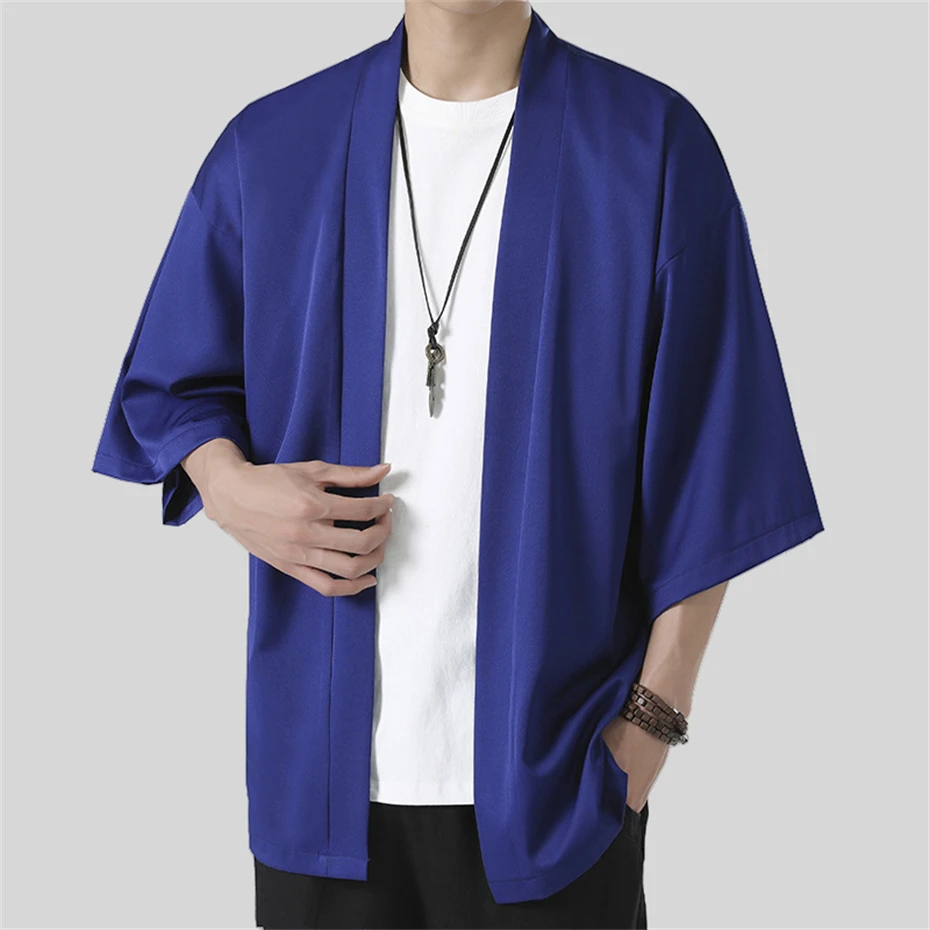Large Size Casual Shirts Mens Harajuku Cotton Short Sleeve Cardigan Shirt Men Chinese Style Solid Color Summer Men Clothing 5XL 3
