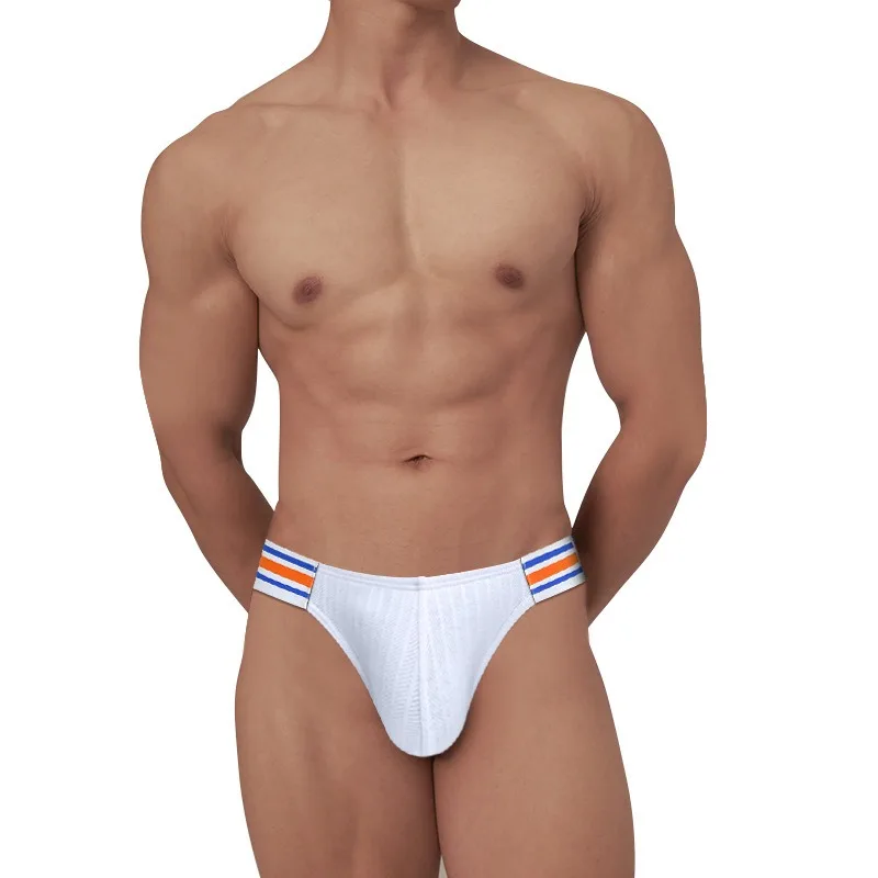 Men Thong Swimming Trunks Trendy Splicing Briefs Bikini Quick Drying Breathable Swimsuit Low-waisted Sports Bathing Suit