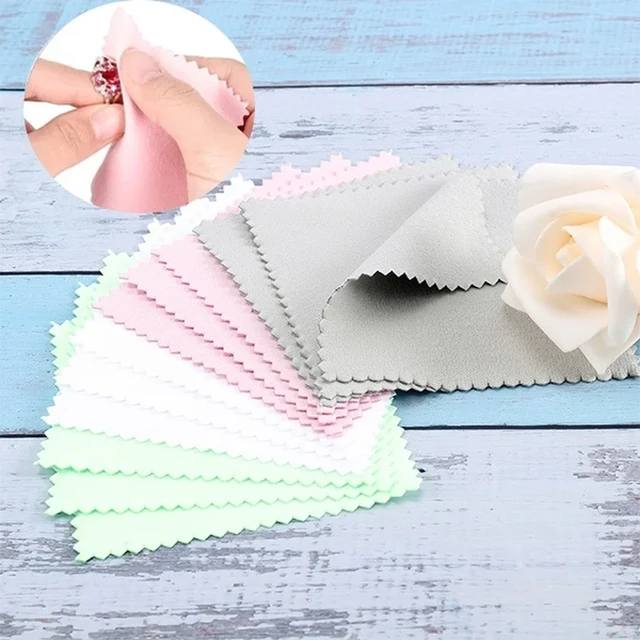 10pcs 50pcs 8x8cm Sterling Silver Color Cleaning Cloth Polishing Cloth Soft  Clean Wipe Wiping Cloth Of