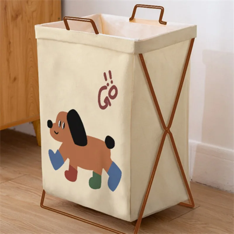 Simple cartoon pattern foldable fabric storage basket