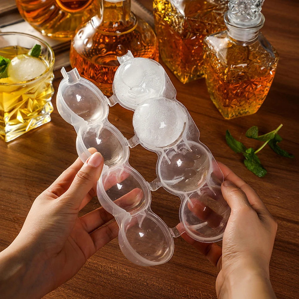 4 Hole Ice Cube Makers Round Ice Hockey Mold Whisky Cocktail Vodka