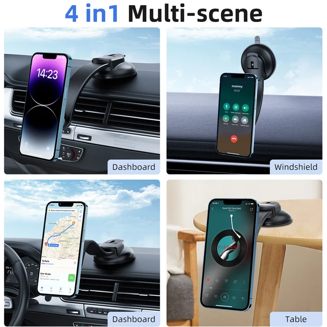 Support de téléphone magnétique pour voiture avec 4 aimants puissants pour  téléphone portable, table