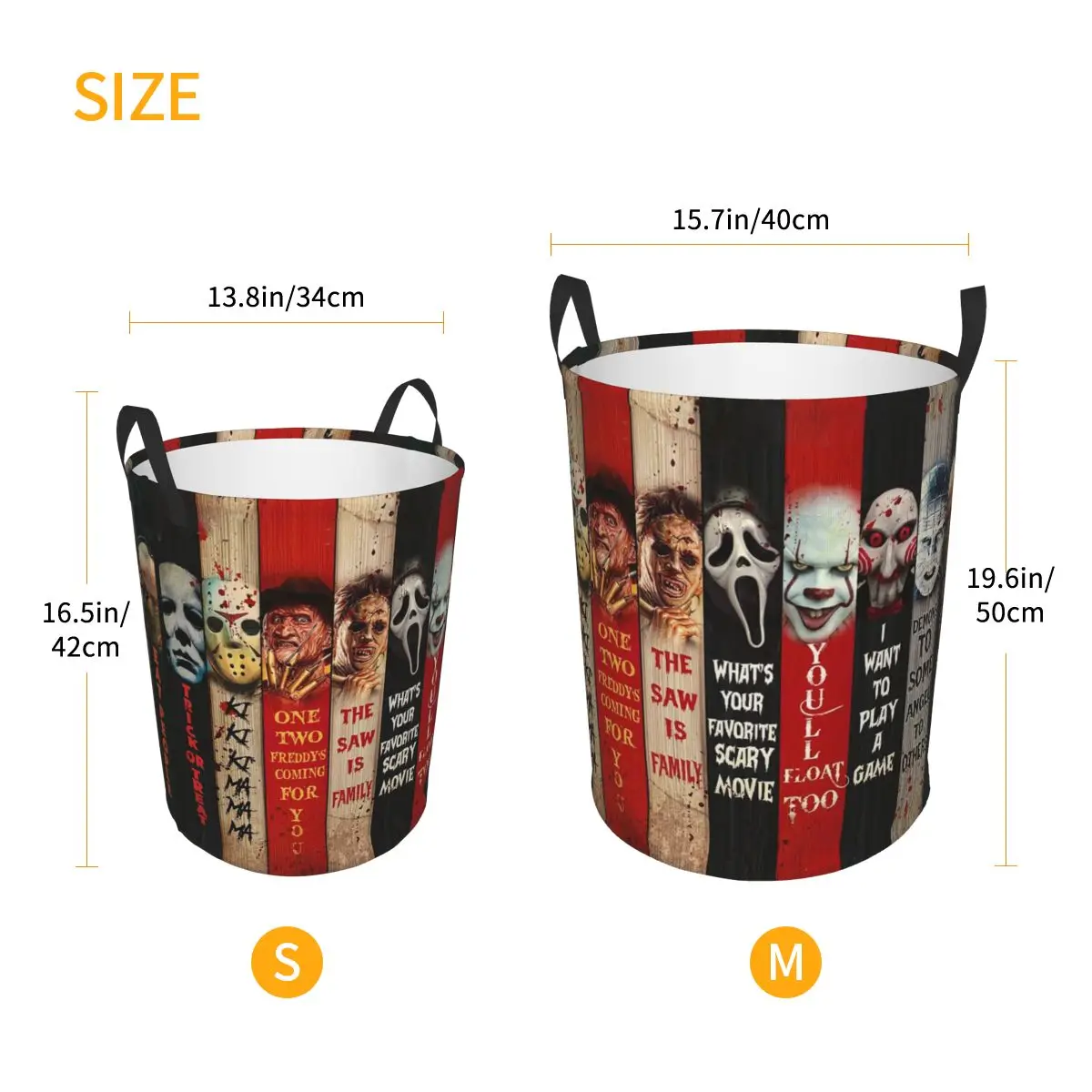 Halloween Horror Movie Character Laundry Basket Collapsible Baby Hamper Nursery Toys Organizer Storage Bins,laundry basket,portable hamper,portable storage basket