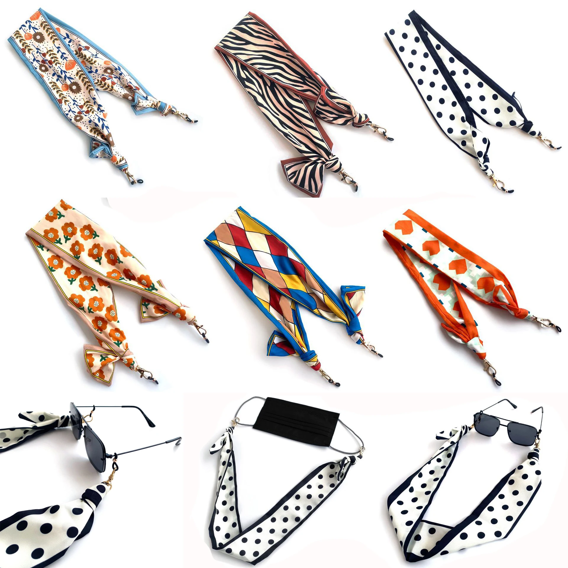

New Silk Ribbon Glasses Chains Fashion Boho Acrylic Sunglasses Lanyard Holder Mask Strap Hang on Neck Eyewear Girl Gift Jewelry