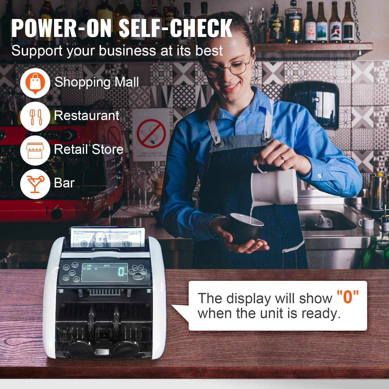 Money Counter Cash Register with UV MG IR DD Detection