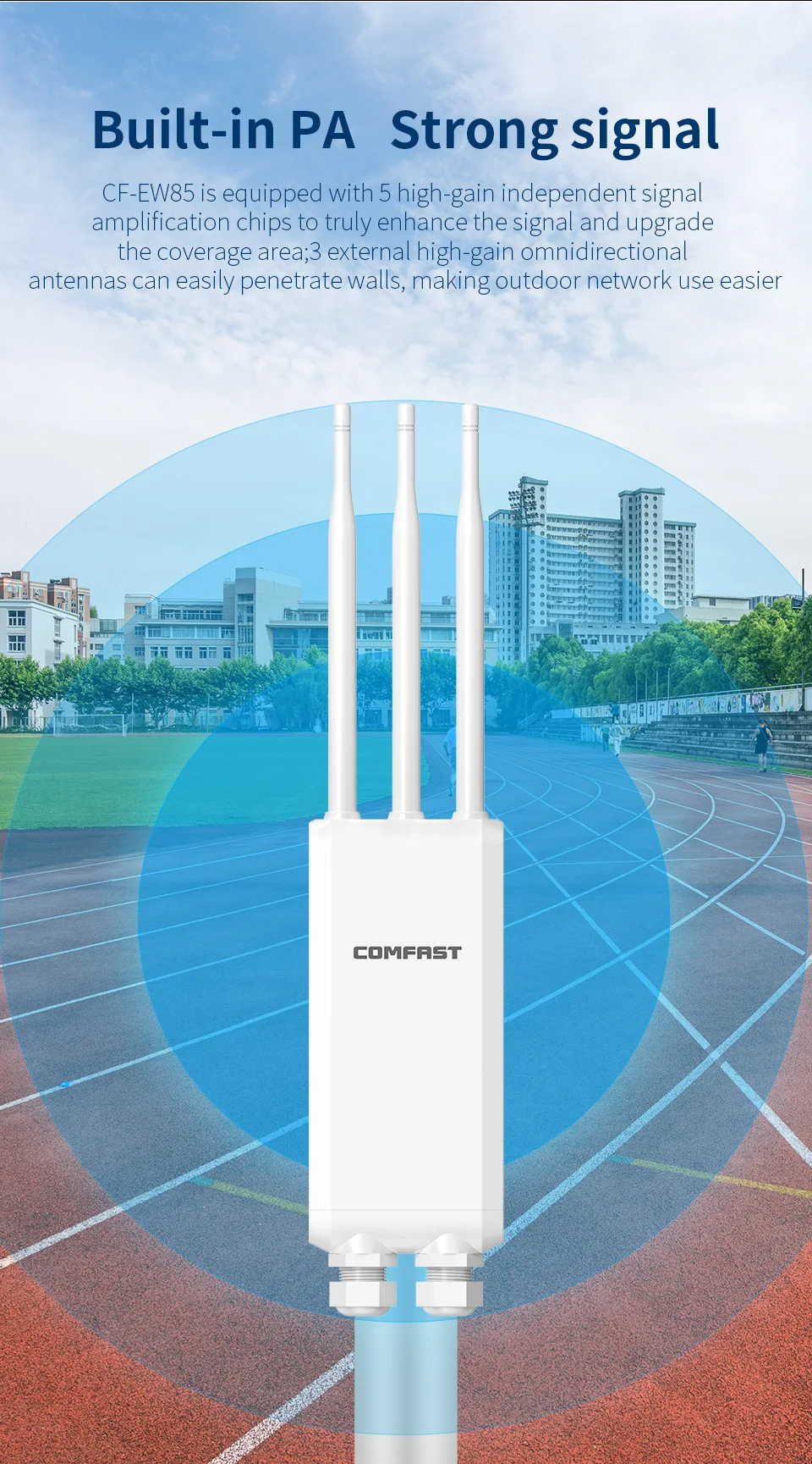 COMFAST High Power AP AC1300 Outdoor Wireless Access Point AP Dual Band Router PoE/DC Gigabit Long Range Coverage CF-EW85