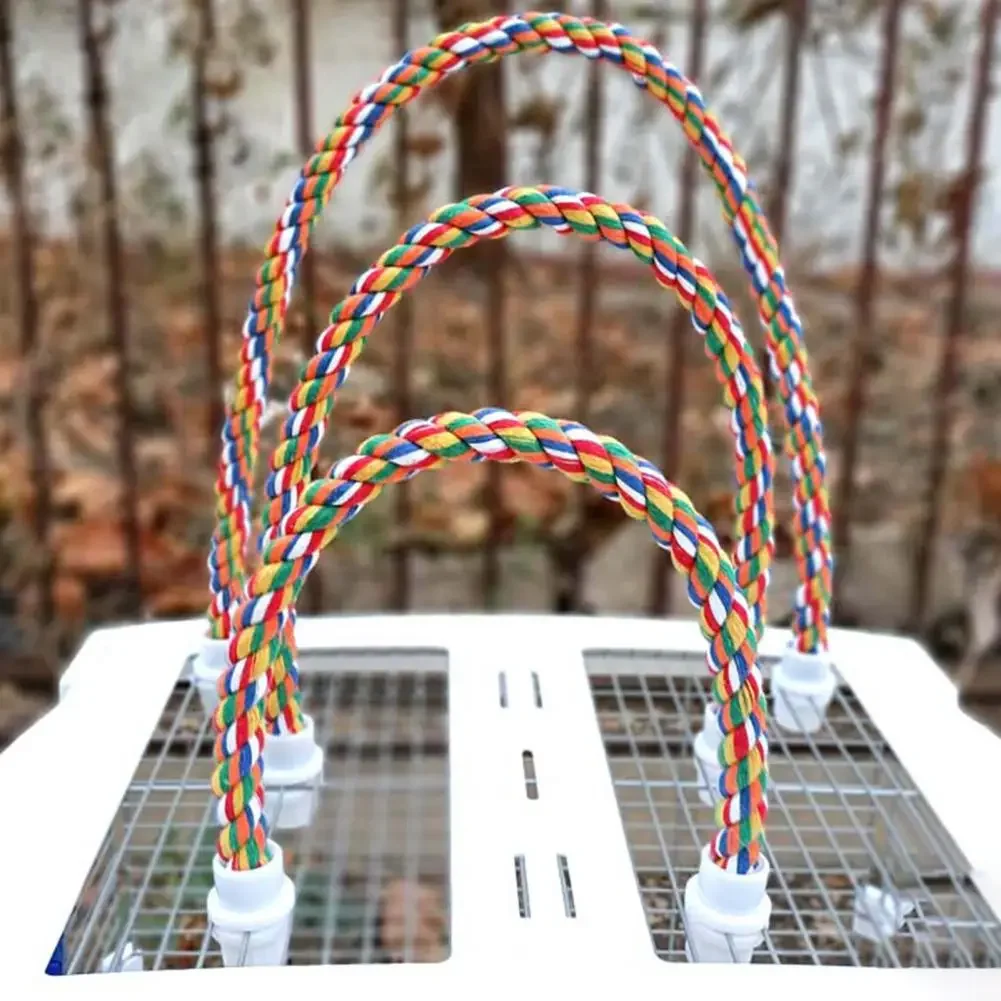 Parrot Toy Bird Toy for Bird Bite Multi-color Standing Woven Rope Chew Bendable Perches