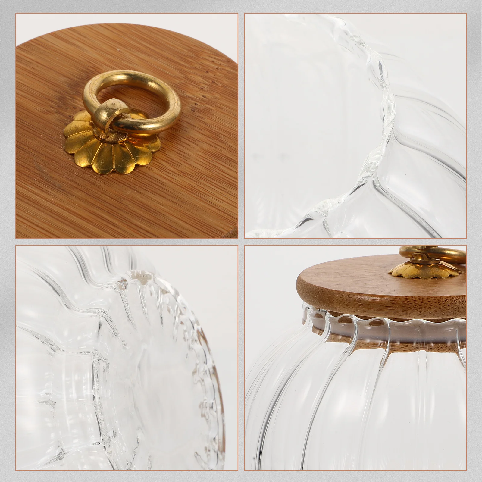 800Ml Pumpkin Shaped Glass Jar Bamboo Lid Grain Storage Container Spice Coffee Tea Candy Salt Pepper Wide Mouth Easy Clean glass storage jar glass storage container