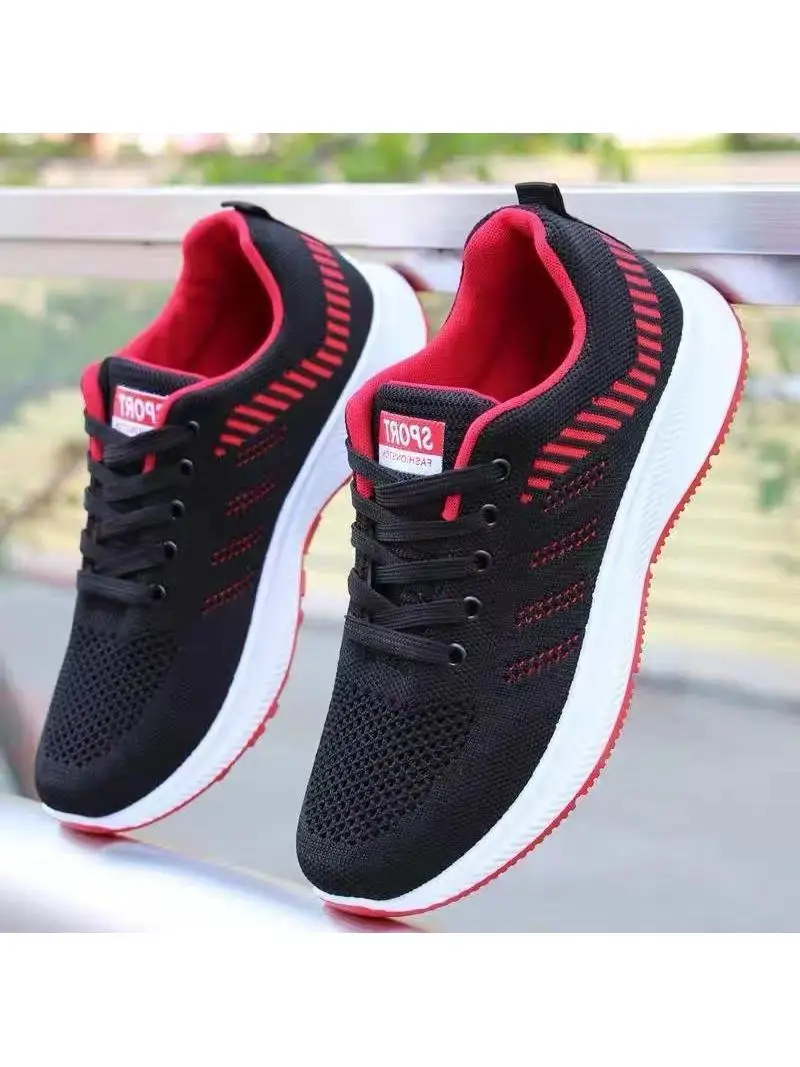 أحذية رجالية للجري، شبكية قابلة للتنفس، أحذية رياضية عادية، كعب مسطح، مقدمة مستديرة، ماركة صينية، كود خصم، ربيع 2025