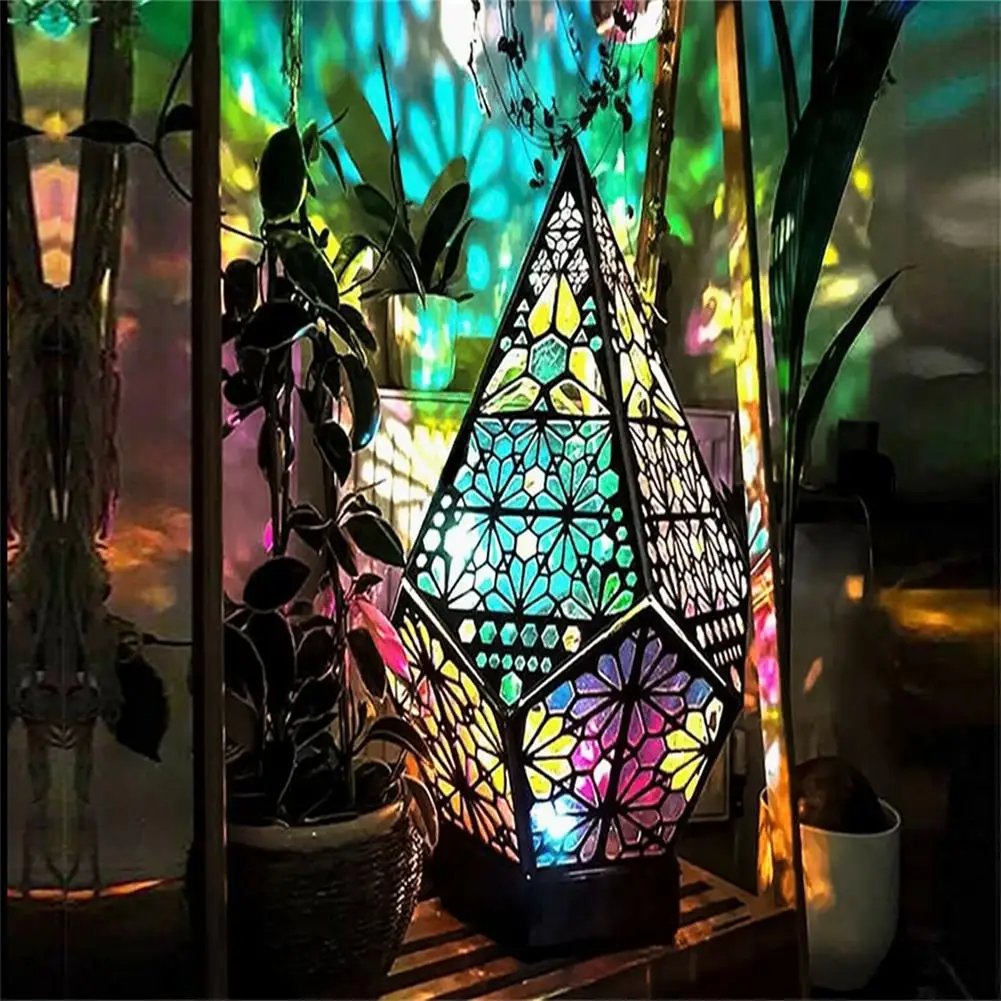 

Wooden Led Projection Lamp Colorful Diamond Multipurpose Polar Star Floor Lamp Night Light Bohemian Lamp Home Bedroom Decor