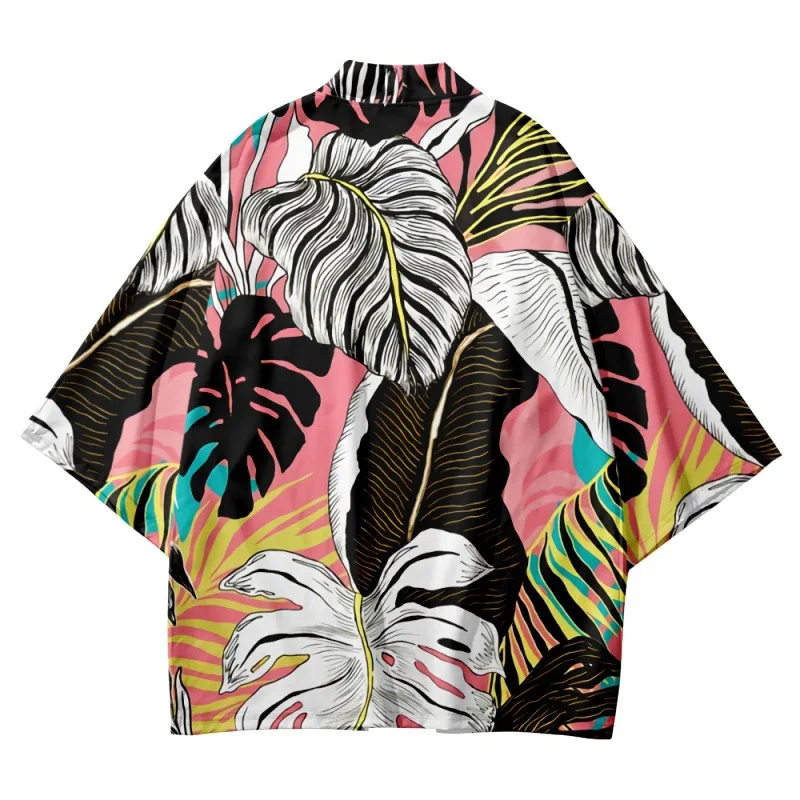 

Fashion Hawaii Kimono And Shorts Streetwear Men Women Haori Yukata Tops Robe Clothes Japanese Style Beach Cardigan