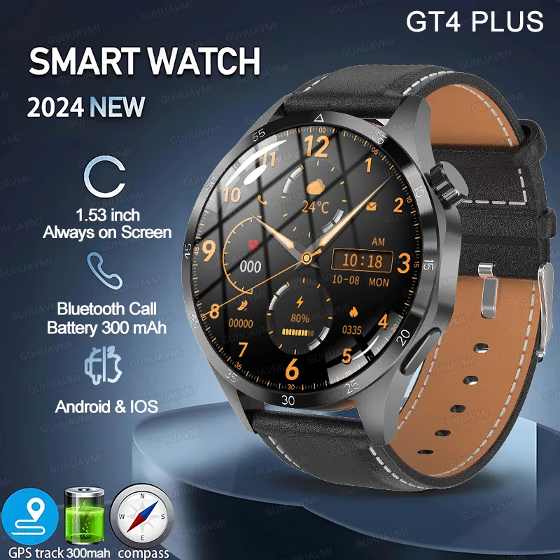 Smart Watch Amoled Mostra Sempre Il Tempo 1.53 Pollici Gps Nfc Bluetooth Call Sport Watch Blood Suger Smartwatch Per Huawei Gt4 Ios Men