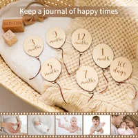 Baby Wooden Balloon Milestone 1-12 Month Card Toddler Commemorativenir Toys Newborn Photography Accessories Props Birthing Gifts 5