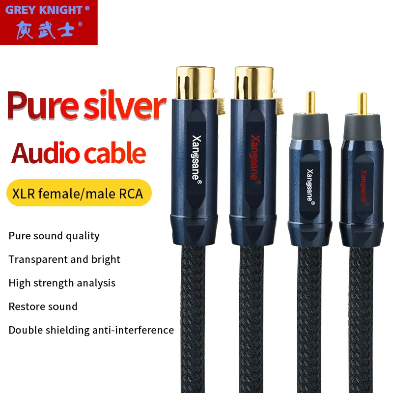 Grey Knight High Fidelity 4N Sterling Silver Xlr Maschio Femmina A Rca Cavo Audio Lettore Cd Cavo Adattatore Amplificatore Di Potenza