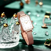 Square Women Stainless Steel Mesh Strap Watch Fashion Japanese Movement Rose Gold Simple Leisure Fashion Hannah Martin Watches 2